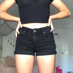Black jean shorts